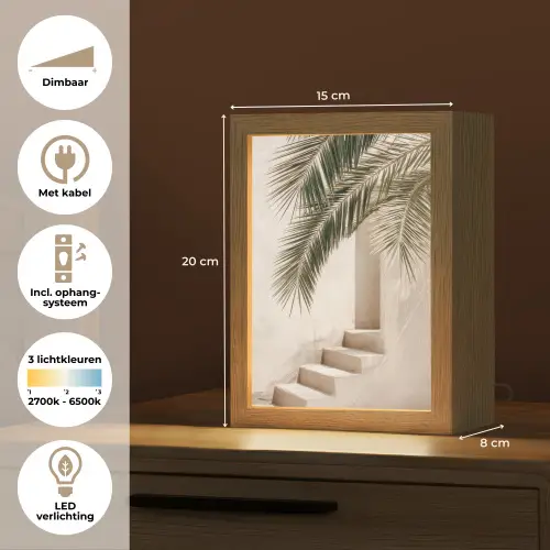 Palmboom - Schaduw - Trap - Beige Light Box met kabel (Tafellamp) klein -USP_NL