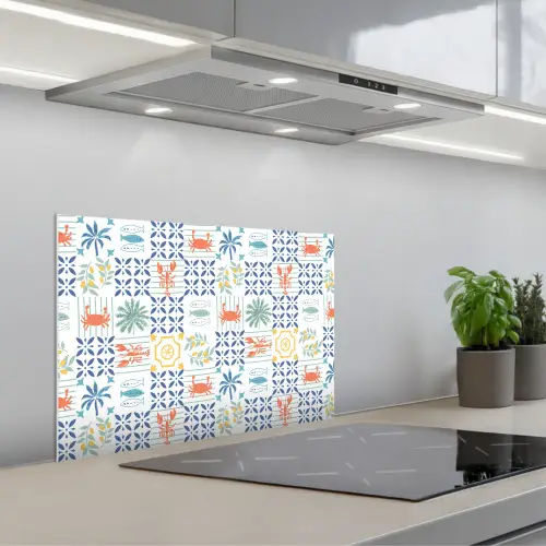 Zee - Sfeer - Mozaïek - Multi keuken achterwand spatscherm klein 900 -3d_schuin