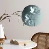 Kristal - Bloemen - Grijs Wandcirkel kunststof plaat 5mm dik klein -sfeer4
