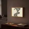 Beige - Lijnen - Golvend -  Abstract Light Box met batterij (Wandlamp) middel -sfeer1