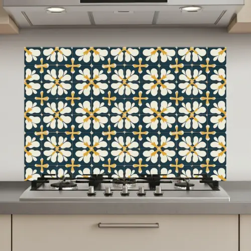 Motief - Tegel - Okergeel keuken achterwand spatscherm klein 900 -3d_website
