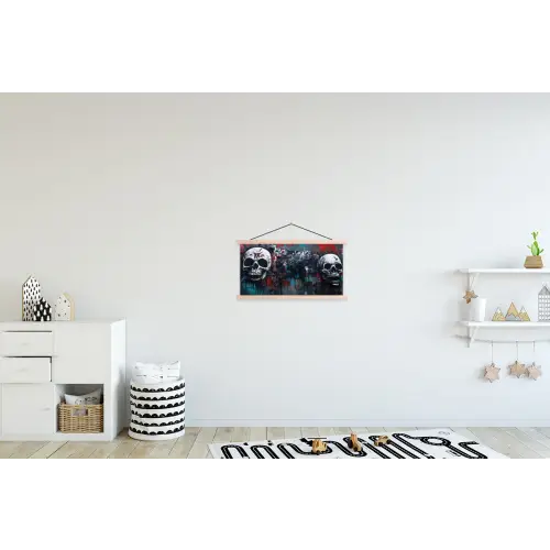 Schedels - Graffiti - Abstract textielposter latten blank klein -kinderkamer