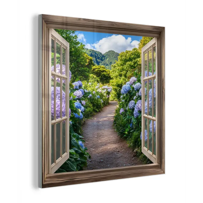 Doorkijk - Hortensia - Pad - Natuur plexiglas 5mm klein -z3d