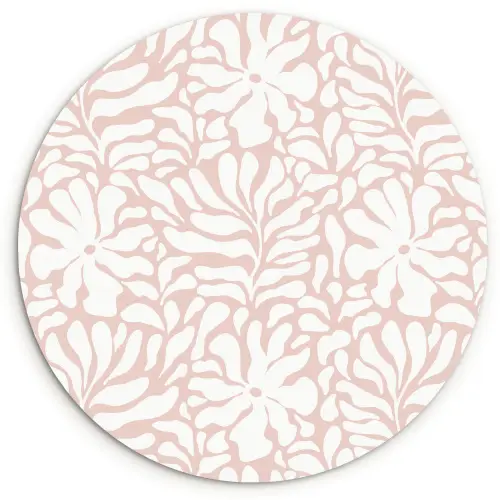 Patroon - Bloemen - Roze - Wit Wandcirkel plexiglas klein 852 -3d