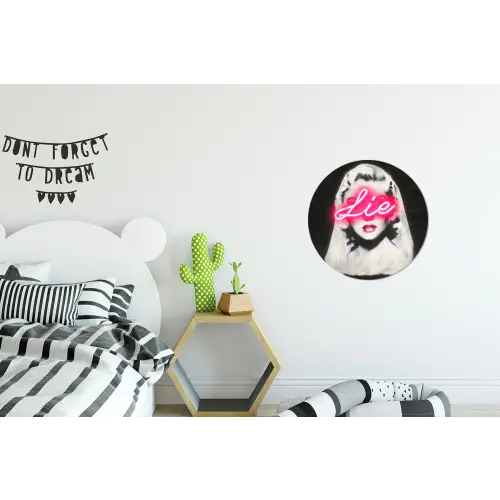 Neon - Letters - Vintage - Vrouw Wandcirkel aluminium klein -kinderkamer