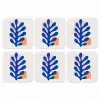 Abstract - Blad - Blauw - Rechthoeken onderzetter kurk middel -3d