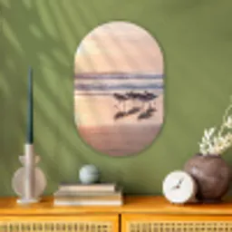 Zee - Vogels - Strand Wandcirkel Ovaal Forex klein -sfeer2