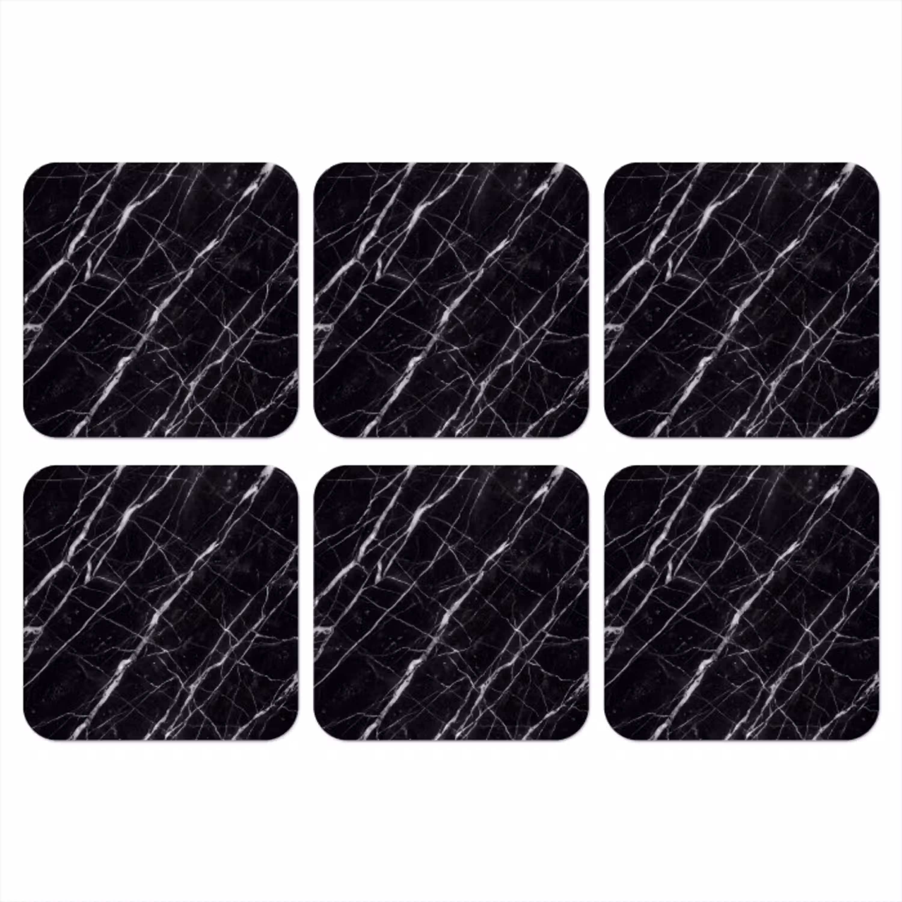 Marmer - Aders - Abstract - Zwart onderzetter kurk middel -3d