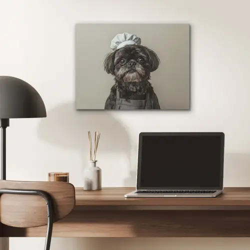 Kokskleding - Zwart - Hondje PET vilt klein -sfeer5