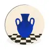 Vaas - Blauw - Geblokt - Modern Wandcirkel aluminium klein -3d