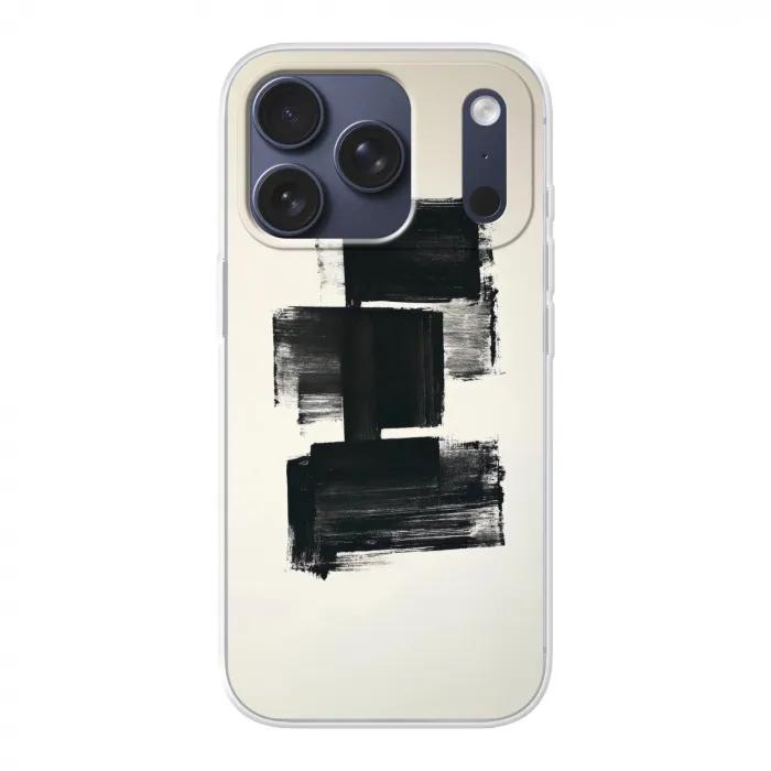 Rechthoeken - Penseelstreken - Abstract - Zwart Telefoonhoesje iPhone 17 Pro klein -3d