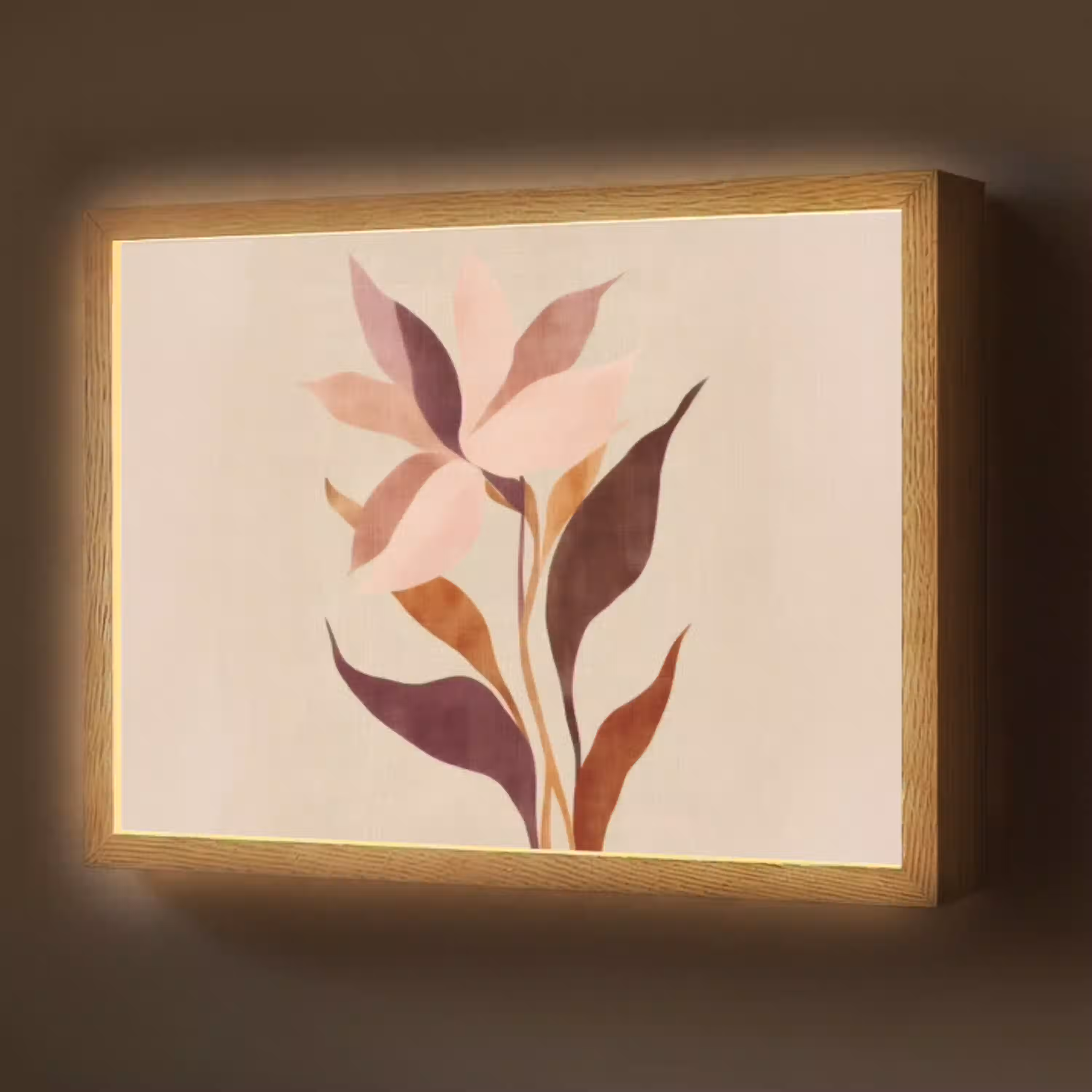 Bloemen - Blaadjes - Minimalistisch - Roze Light Box met batterij (Wandlamp) middel -z3d_website