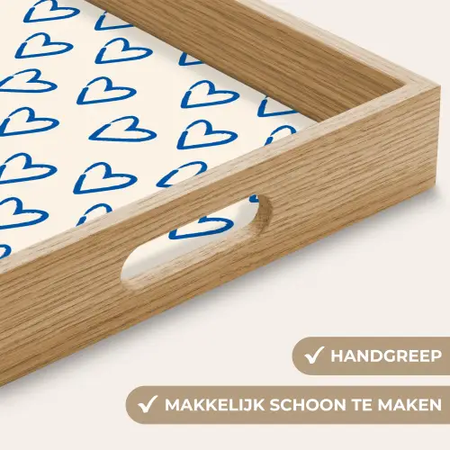 Hartjes patroon - Blauw - Beige - Liefde Dienblad Rechthoek middel -USP_HandgreepNL