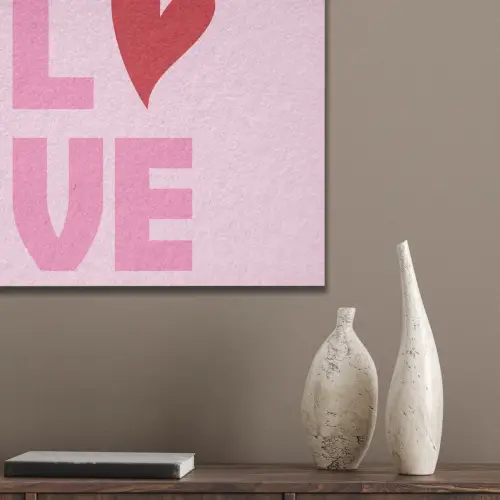 Love - Roze - Hart - Valentijn PET vilt klein -sfeer6_closeup