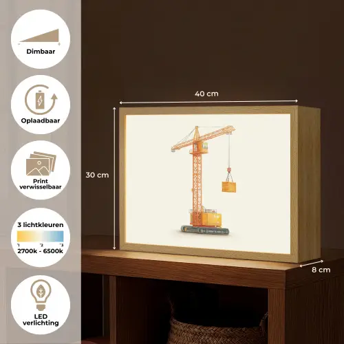 Kraan - Oranje - Scheepscontainer Light Box met batterij (Wandlamp kind) middel -USP_websiteoverzichtNL