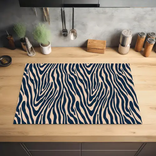 Zebra - Patroon - Blauw - Beige Inductie beschermer vinyl 3mm klein 276 -sfeer5