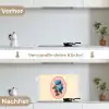 Bloemen - Blauw - Lijst - Bladeren keuken achterwand spatscherm klein -voor_na_DE