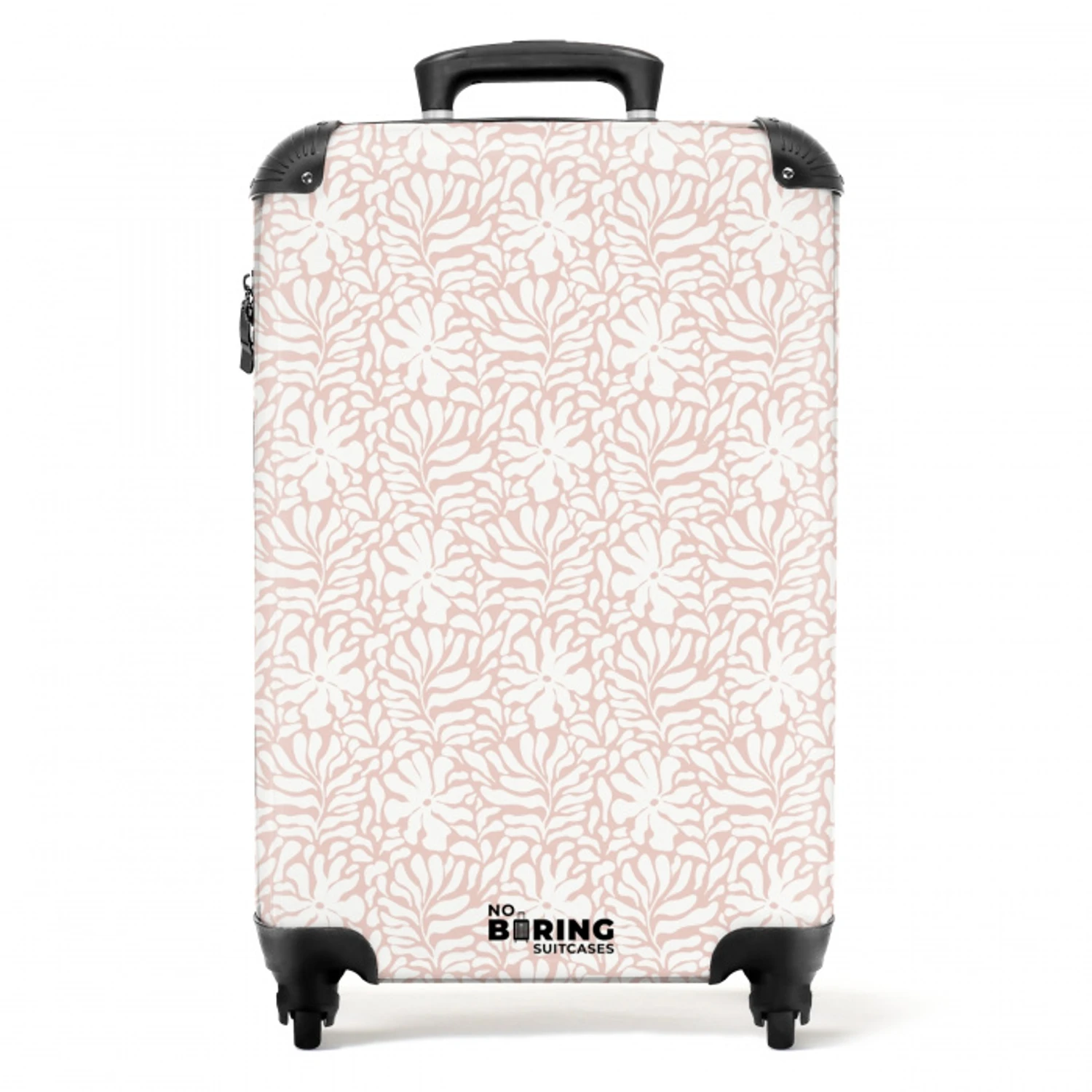 Bloemen en bladeren op beige achtergrond NBS - Handbagage koffer - Volwassenen Unisex middel -productfoto_recht