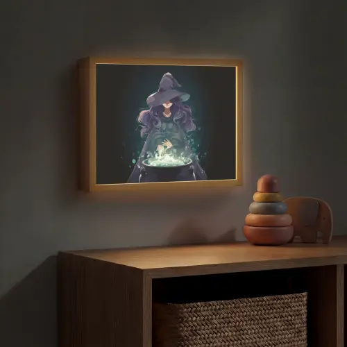 Heks - Magie - Heksenketel - Paars Light Box met batterij (Wandlamp kind) middel -sfeer5_kind