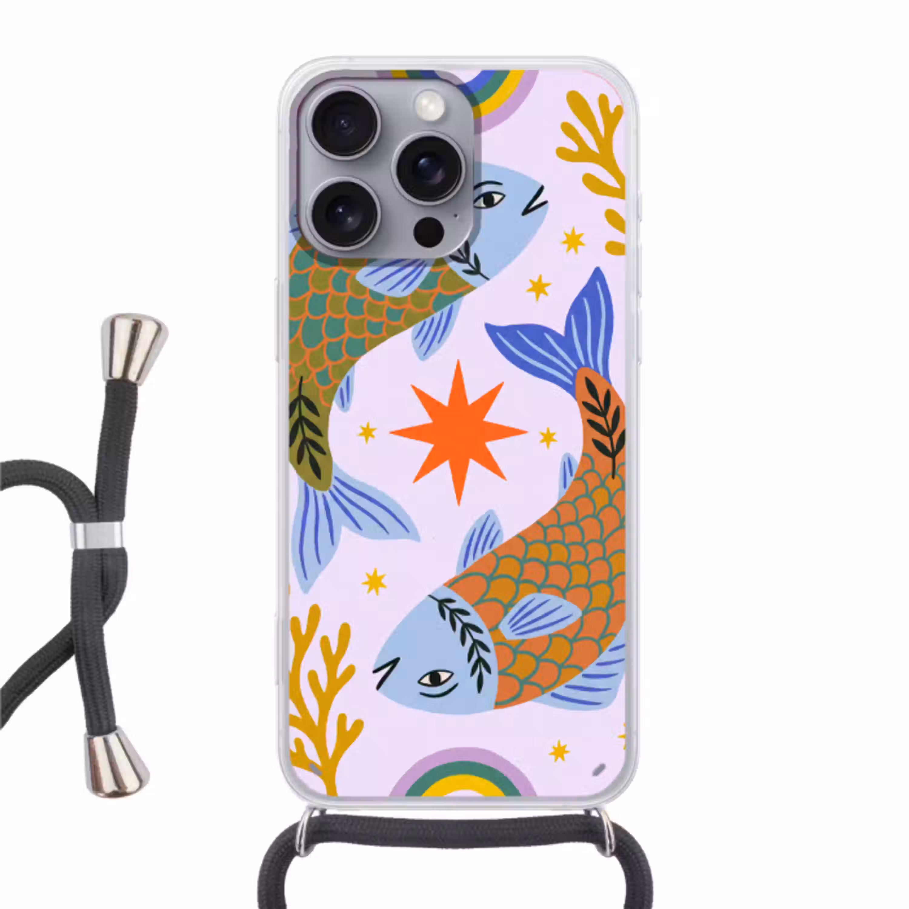 Vis - Onderwater - Dieren - Abstract - Kleurrijk Hoesje iPhone 16 Pro Max met koord klein -3d