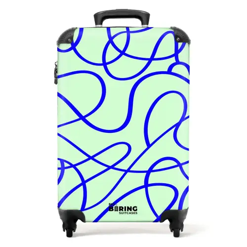 Kobaltblauw krulspoor op mintgroen NBS - Handbagage koffer - Volwassenen Unisex middel -productfoto_recht
