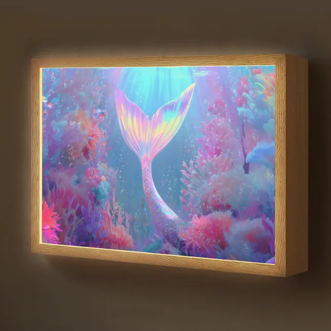 Lightbox - Wandlamp kinderkamer - Zeemeerminnenstaart - Koraal - Water