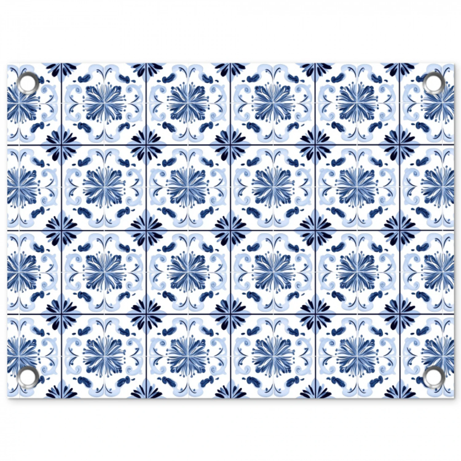 Patroon - Tegel - Blauw tuinposter los doek klein 239 -3d