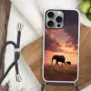Olifanten - Grasland - Zonsondergang Hoesje iPhone 16 Pro Max met koord klein -sfeer4