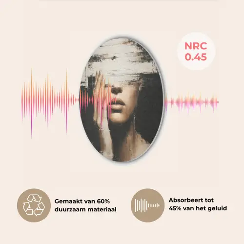 Hand - Gezicht - Strepen - Abstract Akoestische PET Vilt - Rond klein -USP_NL