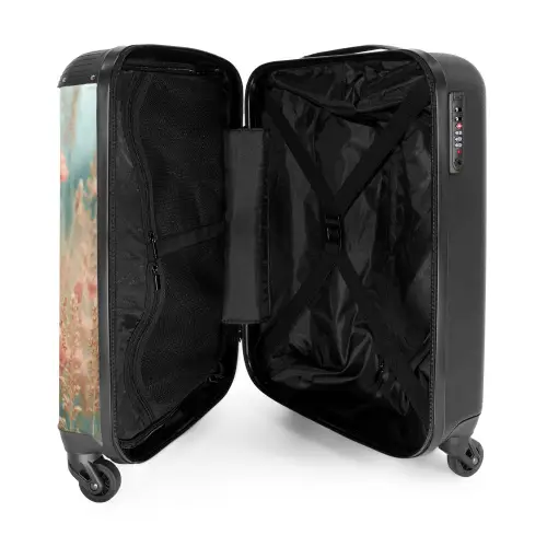 Bloemenveld met roze klaprozen NBS - Handbagage koffer - Kinderen Unisex middel -binnenkant