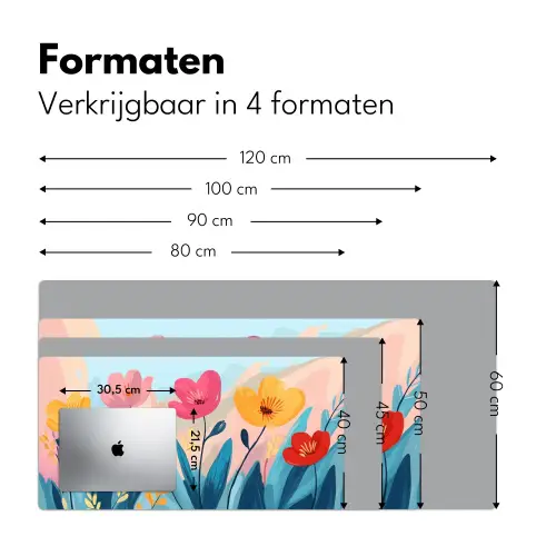 Illustratie - Bloemen - Kleurrijk Muismat XXL klein -sfeer5