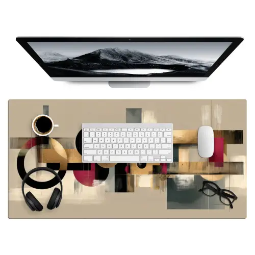 Abstract - Vormen - Beige - Texturen Muismat XXL klein -3d