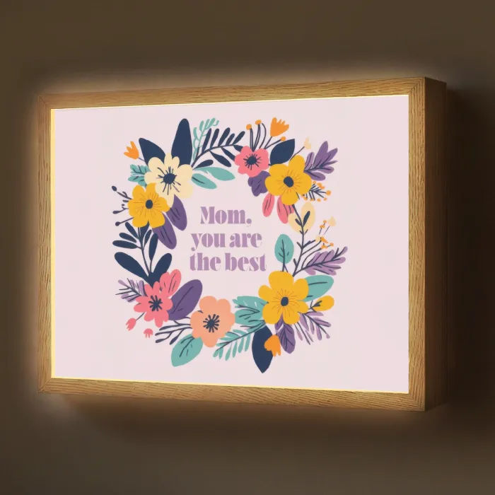 Bloemenkrans - Kleurrijk - Moeder Light Box met batterij (Wandlamp) middel -z3d_website