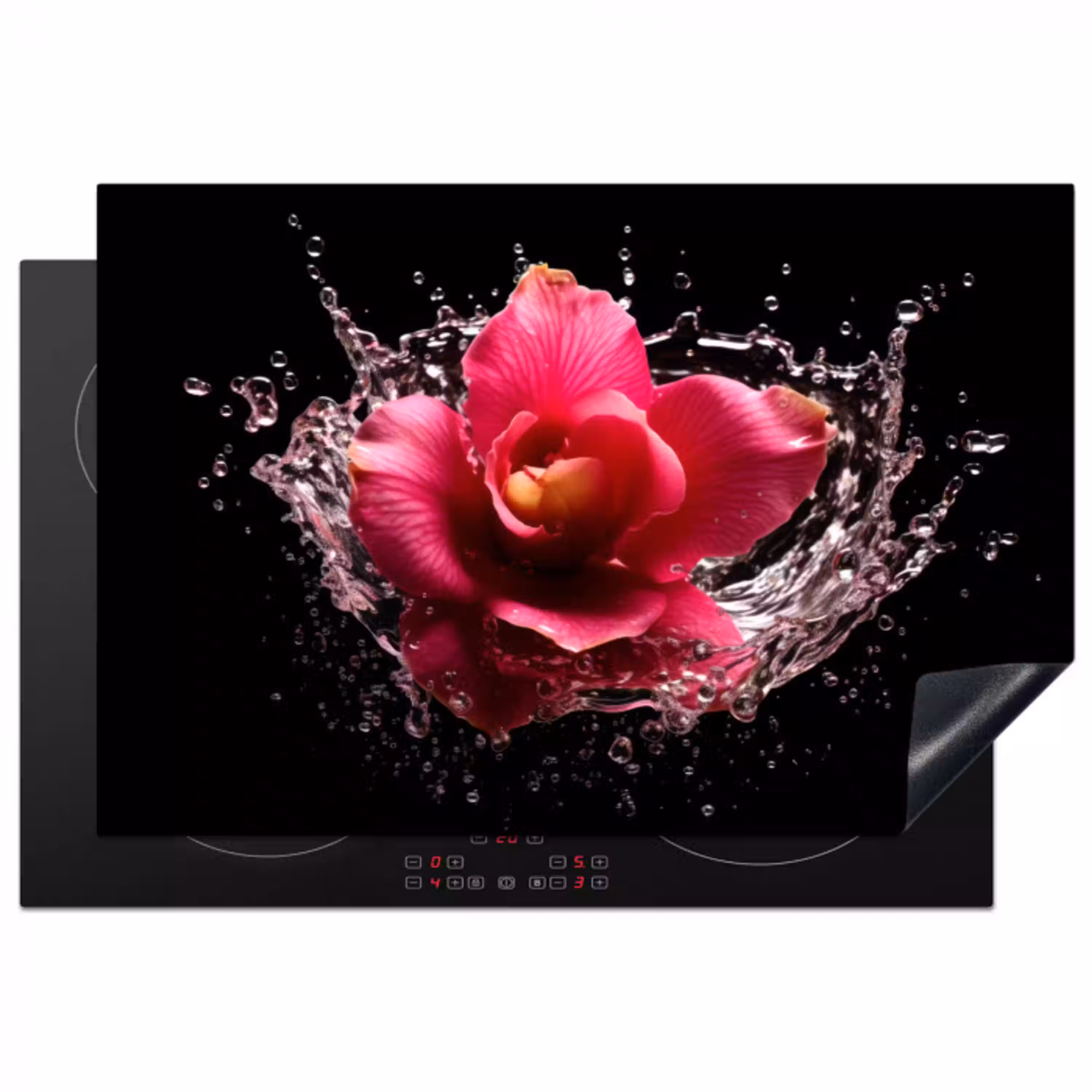 Bloemen - Roze - Water - Zwart - Botanisch - Natuur Inductie beschermer vinyl 3mm klein -3d