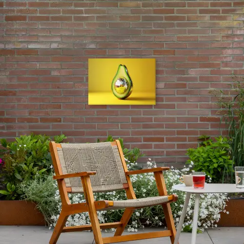 Avocado - Discobal - Geel - Glitter Tuinposter op houten frame 2 cm dik klein -sfeer3