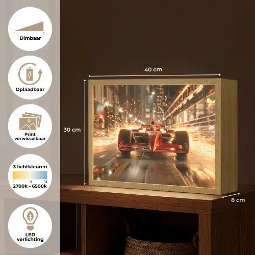 Formule 1 - Auto - Race - Goud - Jongens Light Box met batterij (Wandlamp kind) middel -USP_websiteoverzichtNL