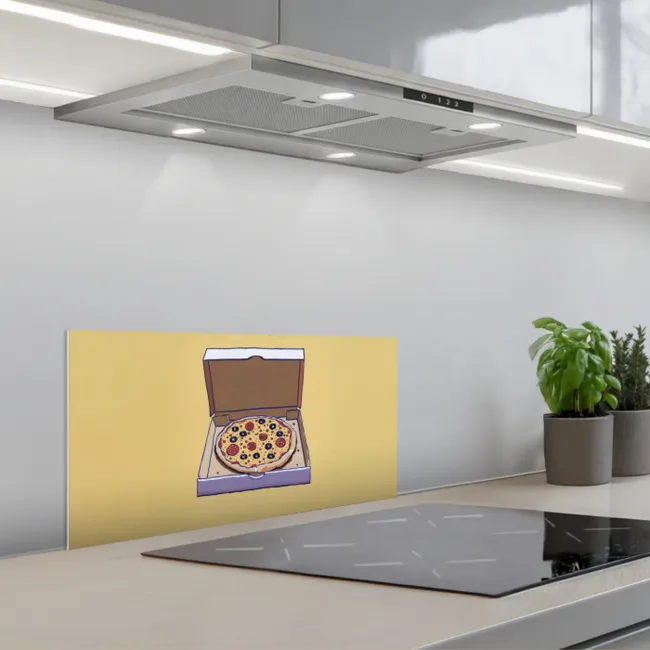 Pizza - Doos - Salami - Illustratie keuken achterwand spatscherm klein -3d_schuin
