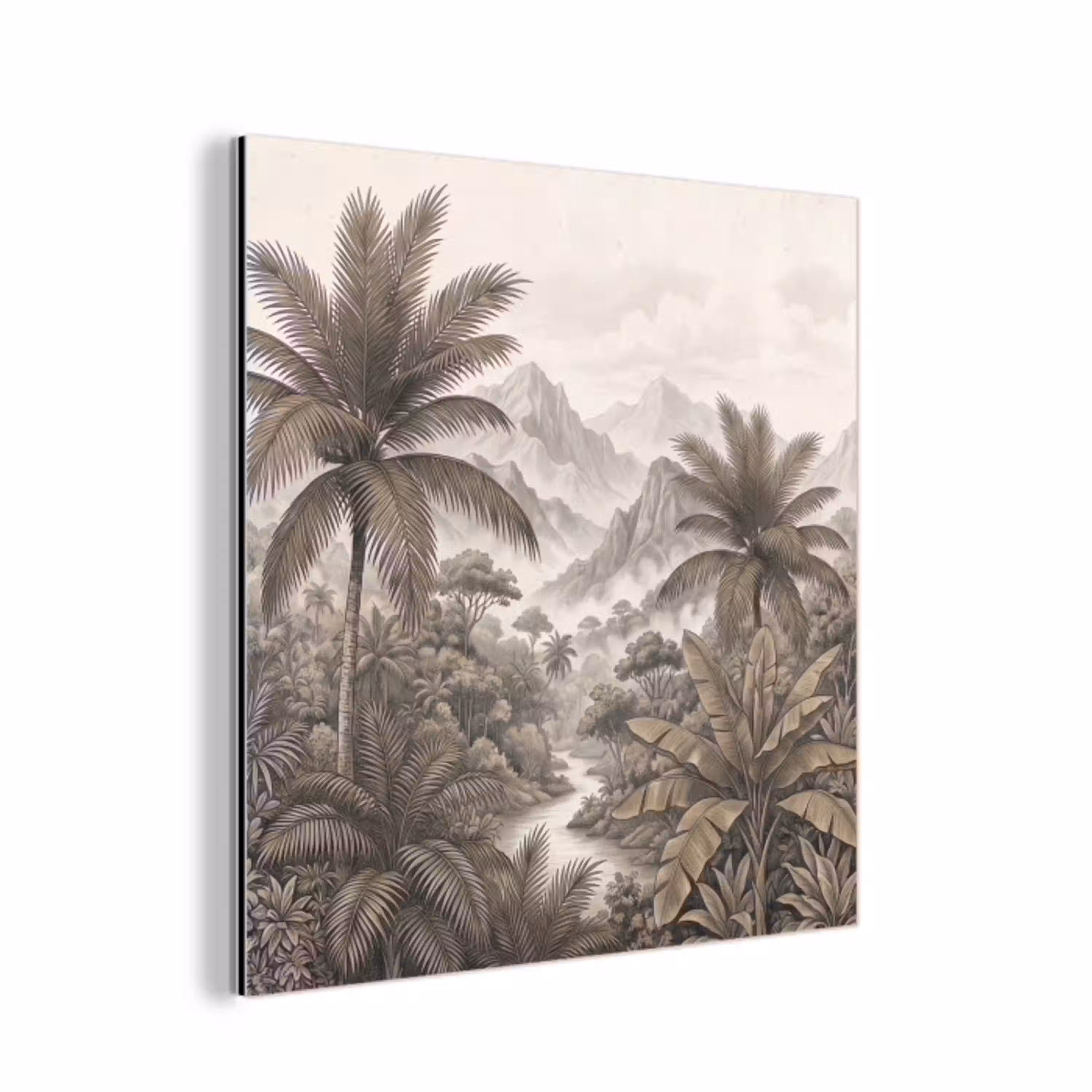Natuur - Bergen - Rivier - Tropisch - Vintage aluminium wit klein -3d