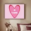 Hart - Frans - Valentijn - Roze Textielframe zwart klein -sfeer1
