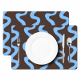 Kronkelende lijnen - Blauw - Bruin - Minimalistisch Placemat vinyl groot 368 -zzsfeer2_Kitchenyeah-website