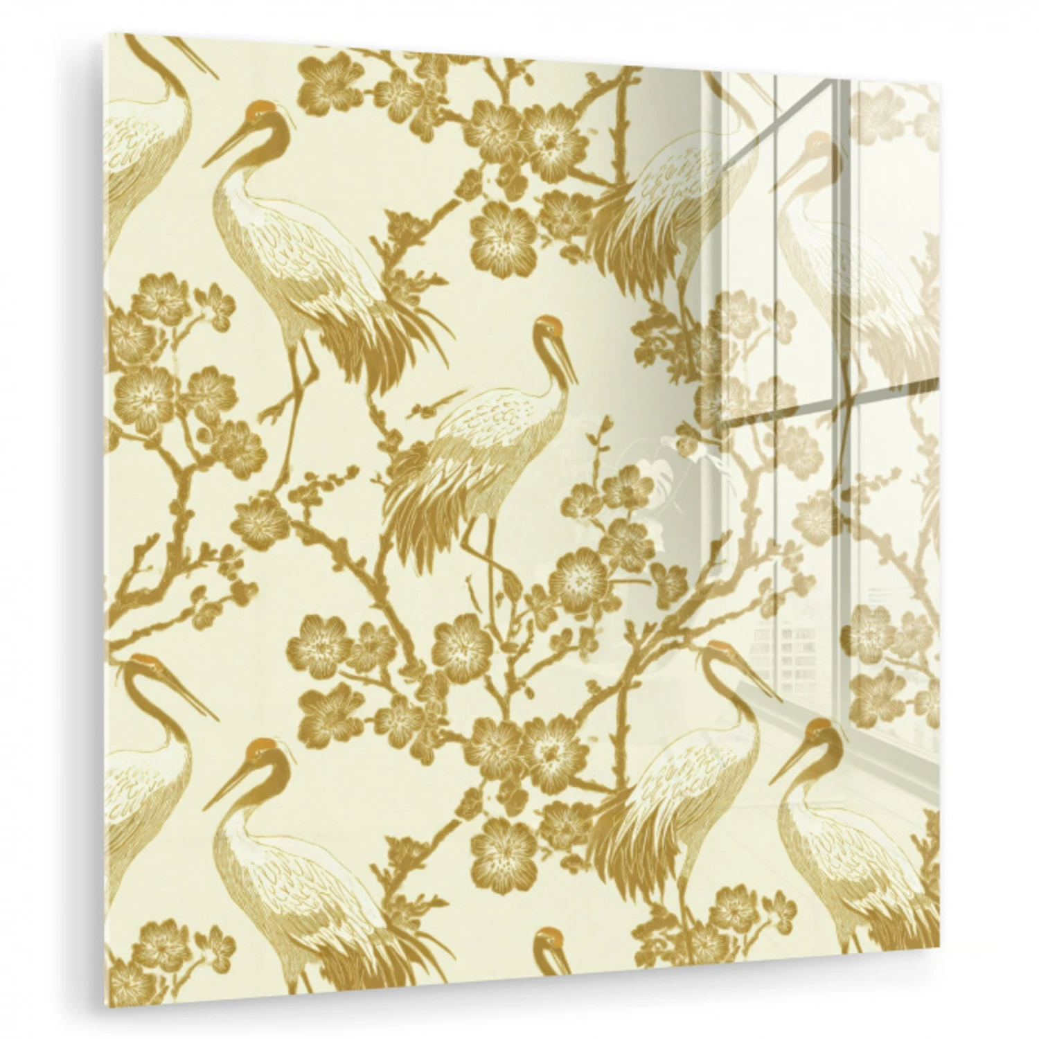 Kraanvogels - Kersenbloesem - Goud plexiglas 5mm klein 11 -zzzproduct_nieuw