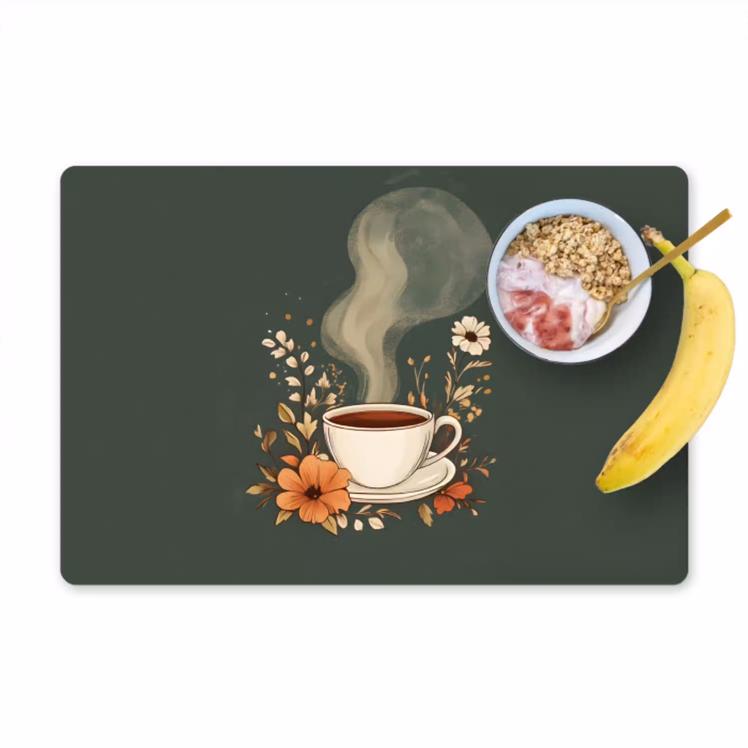 Kop - Bloemen - Groen - Koffie Placemat vinyl groot -zzzproduct_Kitchenyeah-website