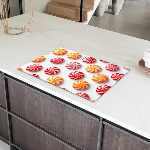 Snoep - Patroon - Rood - Oranje Inductie beschermer vinyl 3mm klein -sfeer8