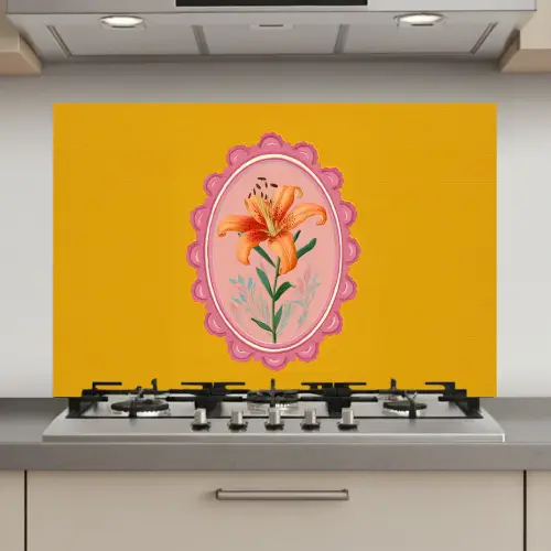 Lelie - Oranje - Lijst - Ovaal keuken achterwand spatscherm klein -3d_website