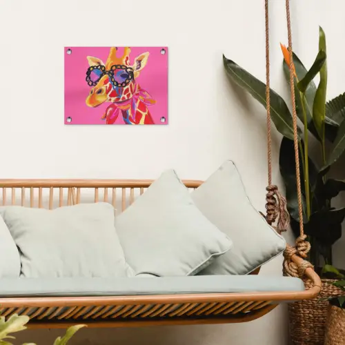 Giraf - Roze - Bril - Sjaal tuinposter los doek klein -sfeer7