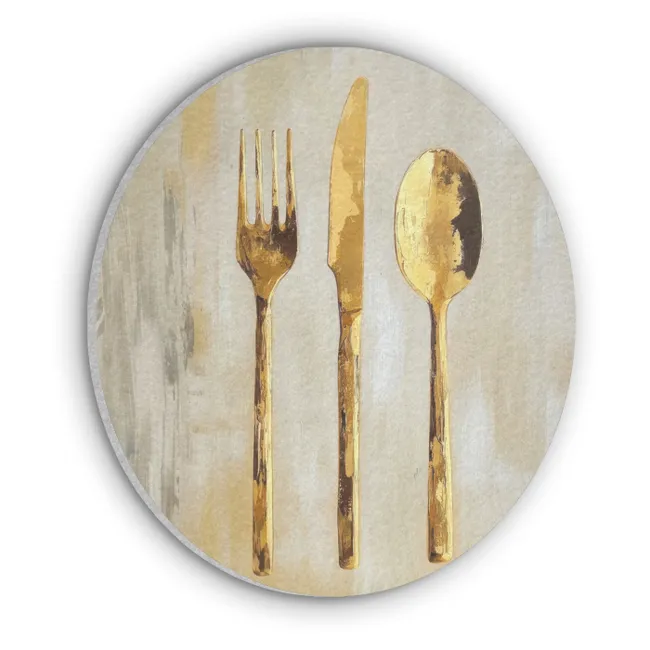 Akoestisch schilderij rond - Verf - Goud - Bestek