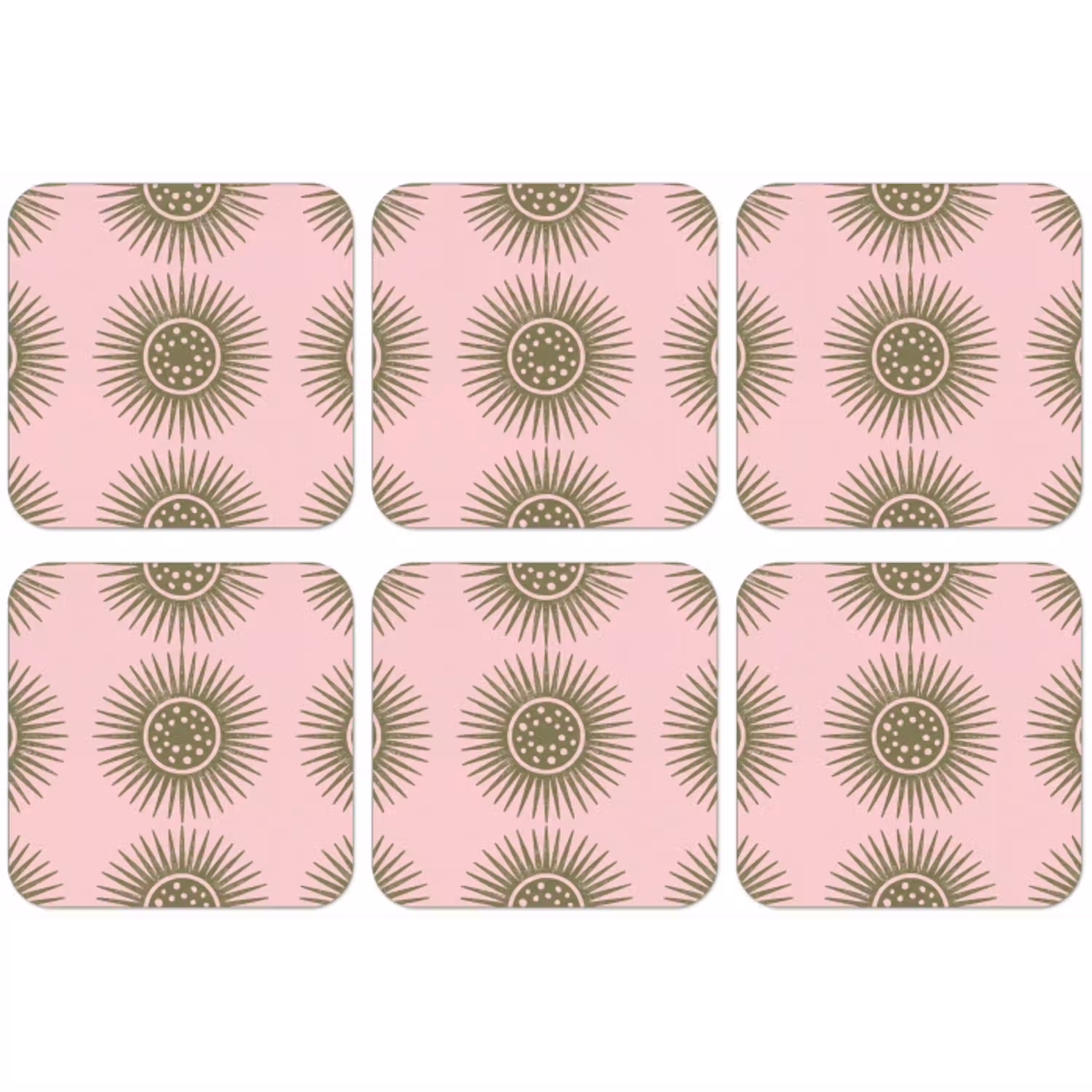 Bloemen - Patroon - Abstract - Roze - Groen onderzetter kurk middel -zkaufland3dotto