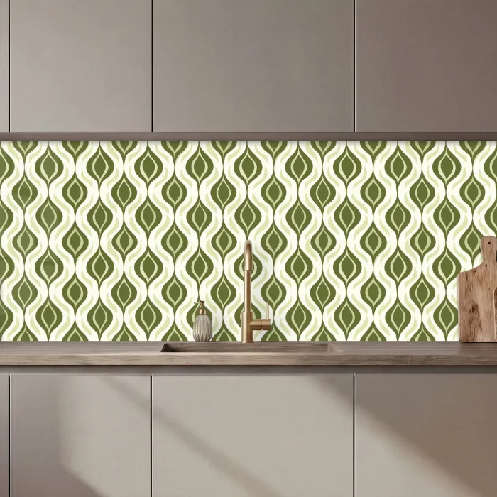 Patroon - Retro - Groen keuken achterwand 2 middel 871 zz_3dshopping