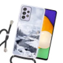 Sneeuwlandschap - Bergen - Rivier - Winter Hoesje Samsung Galaxy A52 5G met koord klein -sfeer1