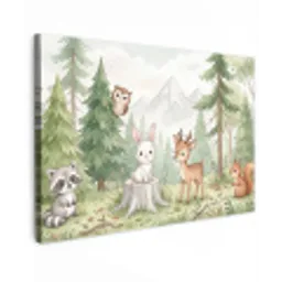 Bos - Dieren - Groen canvas 2cm klein -z3d